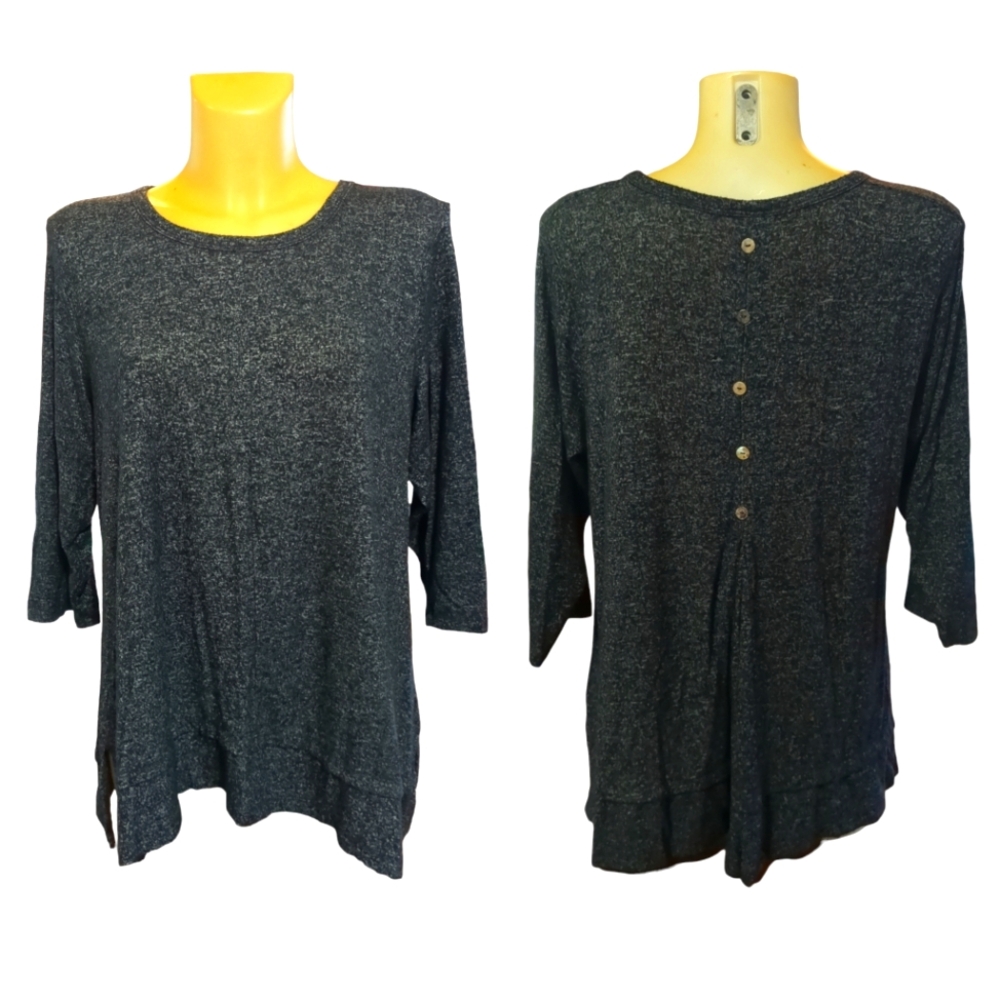 ❗$1 Bundled❗ COIN 1804 Grey & White Marled Long Sleeve Flowy Tunic